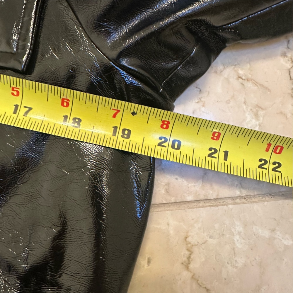 Orttu Men’s Black Gloss Patent Leather Trench Coat Couture Long Belted Jacket M‎ - Picture 7 of 7